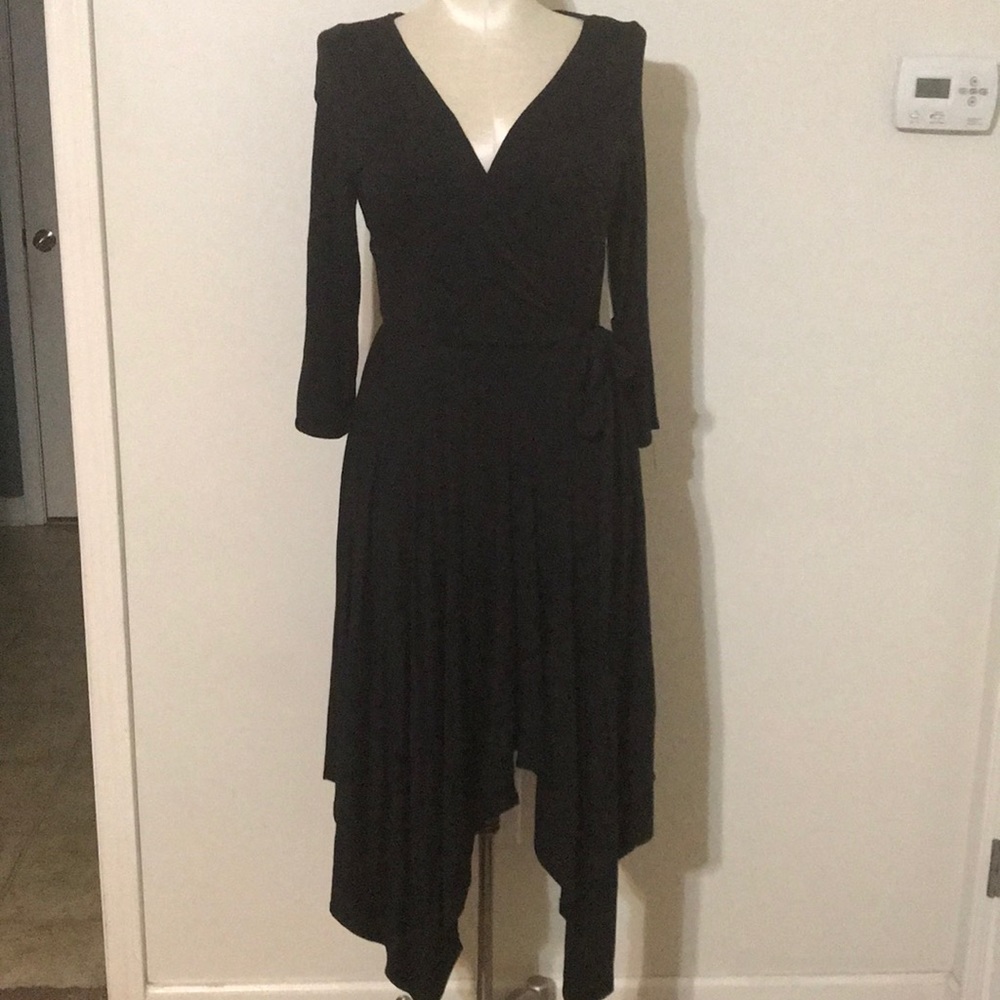 Sexy black faux wrap dress